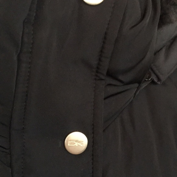 Donna Karan Small long black coat gold buttons knee length coat - Picture 7 of 15